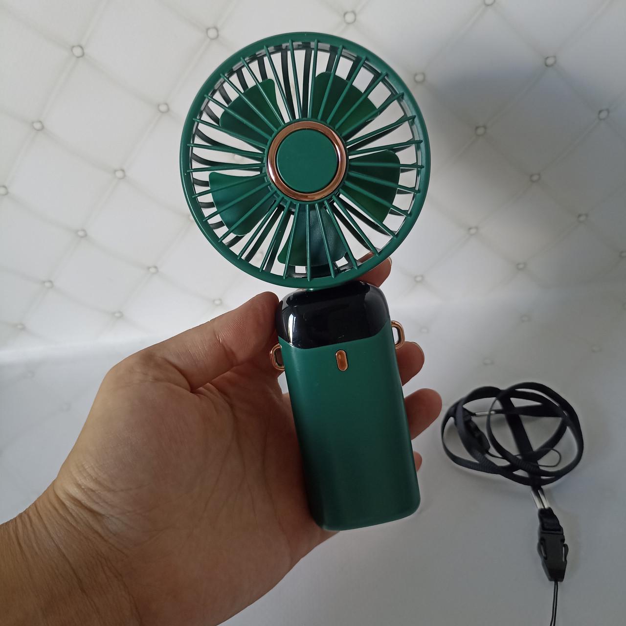 Міні-вентилятор з підставкою для телефону LCD Зелений (28525865) - фото 3