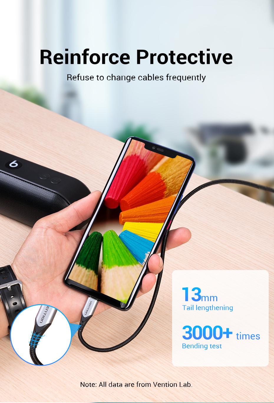 Кабель Vention USB-Type-C 18Вт 3А/6В 480 Мбіт/с USB-A на USB-C 1 м Чорний (CODHF) - фото 6 Кабель Vention USB-Type-C 18Вт 3А/6В 480 Мбіт/с USB-A на USB-C 1 м Чорний (CODHF) - фото 6