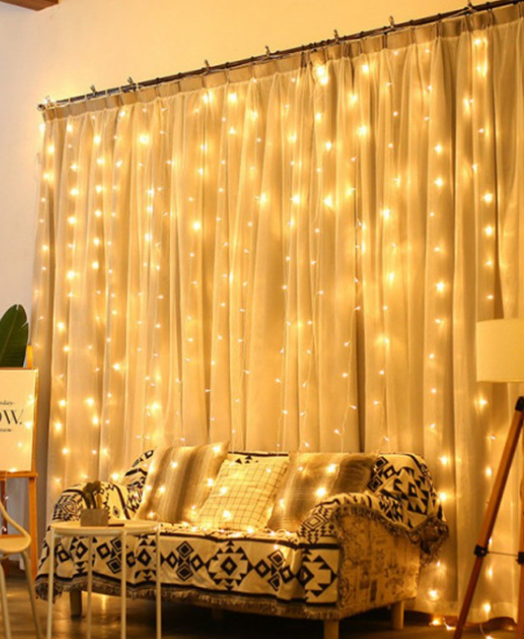Светодиодная гирлянда-штора водопад 320 LED 3x2 м Тепло-белый