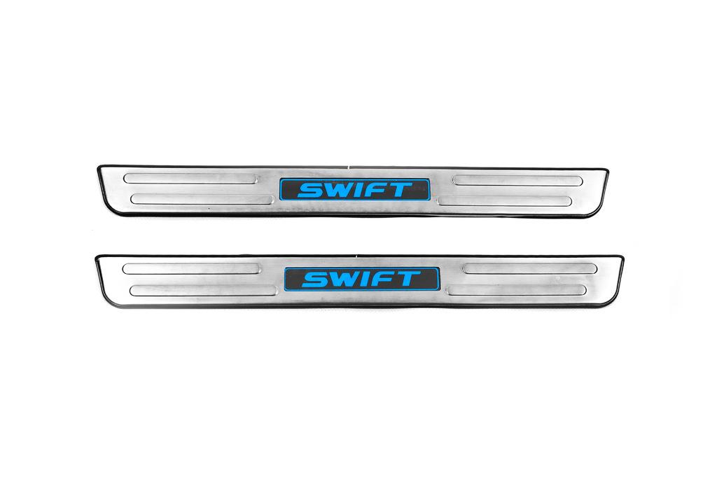 Накладки на пороги Libao LED Libao для Suzuki Swift нержавеющая сталь Хром