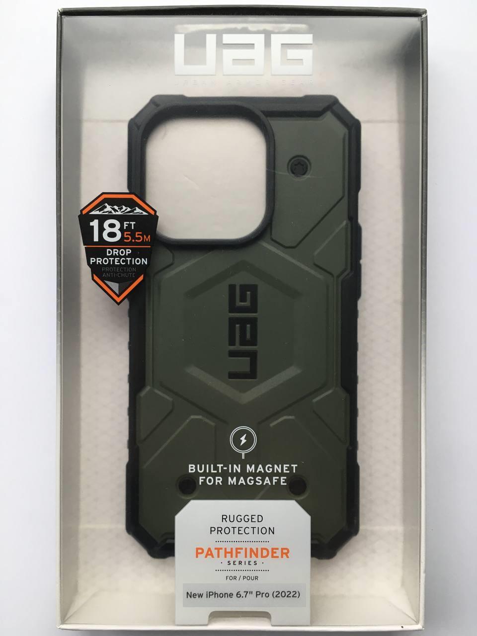 Чохол протиударний UAG Pathfinder MagSafe 114055117272 для Iphone 14 Pro Max (6.7") Olive - фото 12