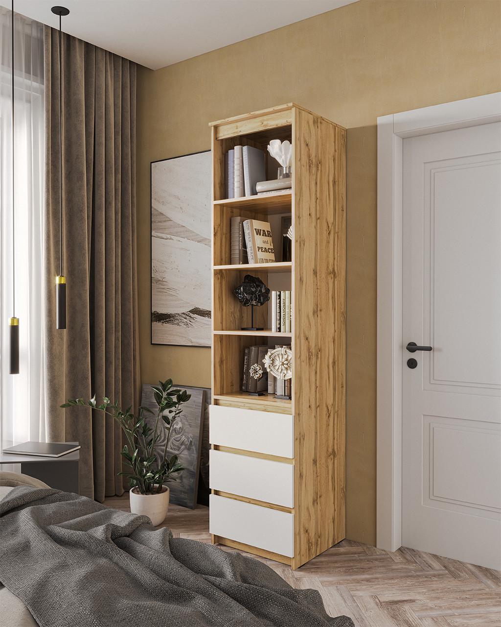 Пенал открытый с ящиками Sanro 500х2117х498 мм Дуб аппалачи/Белый (T219)