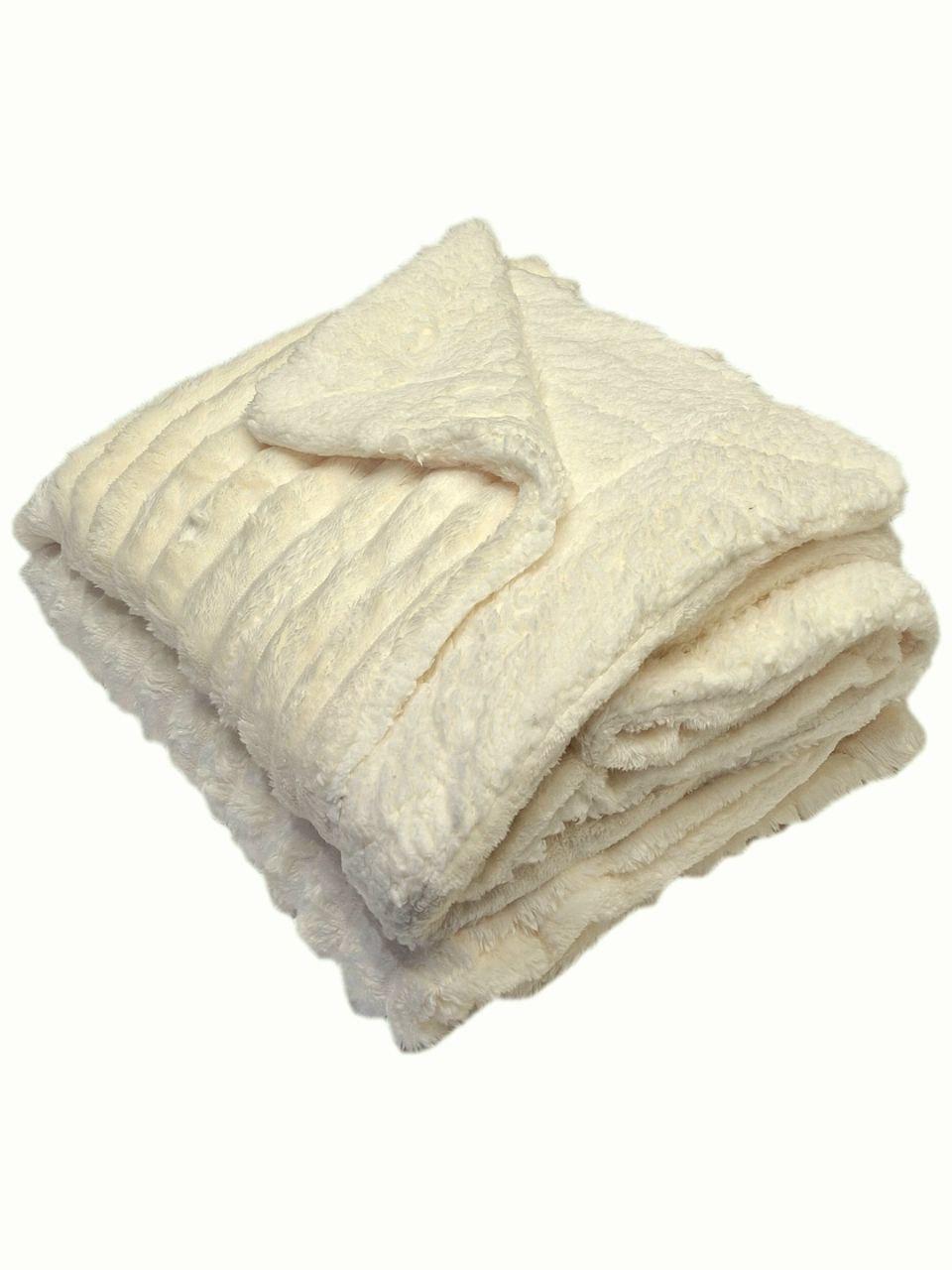 Плед на овчине Шарпей Королевская полоска 200x230 см Кремовый (1686) - фото 1