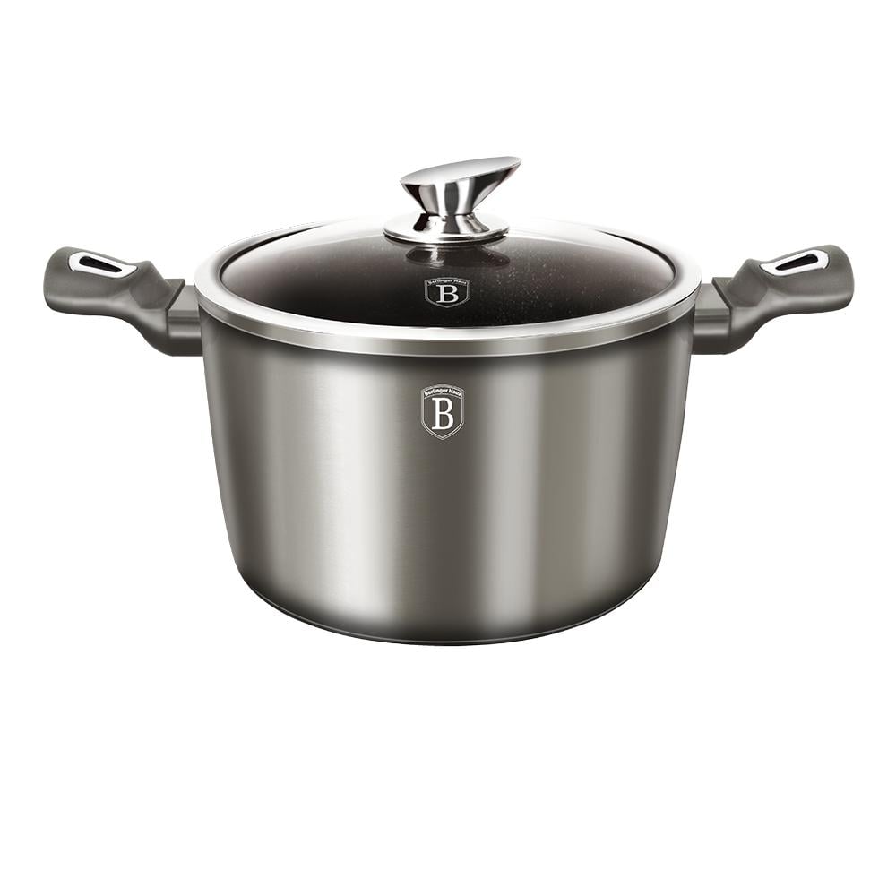 Каструля із кришкою Berlinger Haus Metallic Line Carbon Edition BH-1248N 7,3 л (12645)