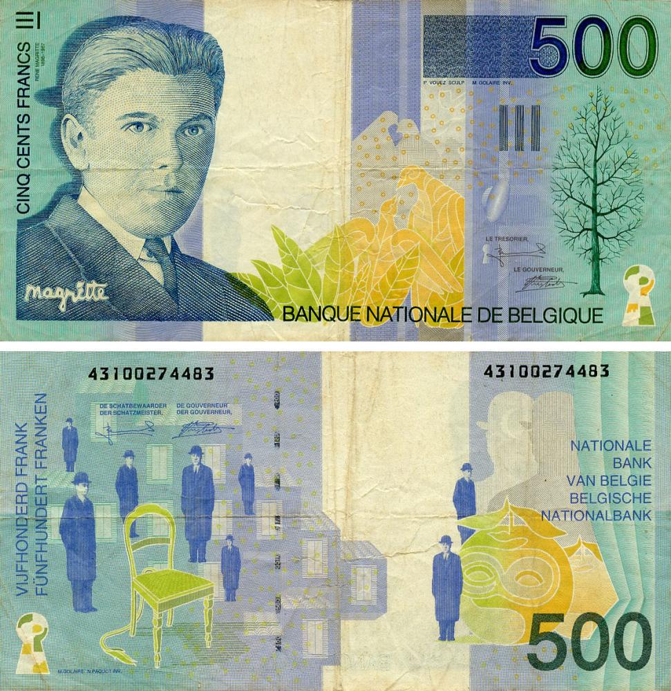 Коллекционная банкнота Бельгия 500 франков 1998 F-VF (P149)