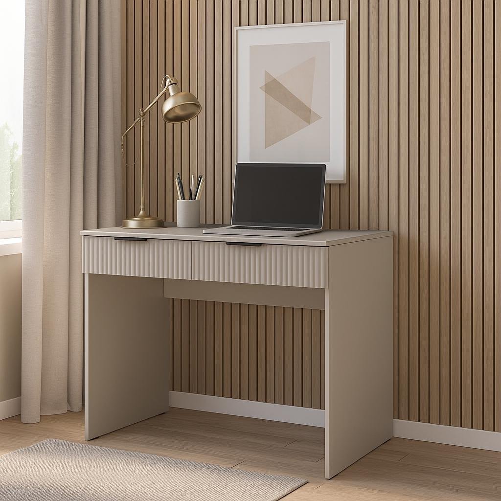 Стіл письмовий СП5 2Я SENAM 780х900х600 мм корпус ДСП Кашемір фасад МДФ фарба NCS S 2002-Y50R Шовк мат фрезерерування Плаше Грос