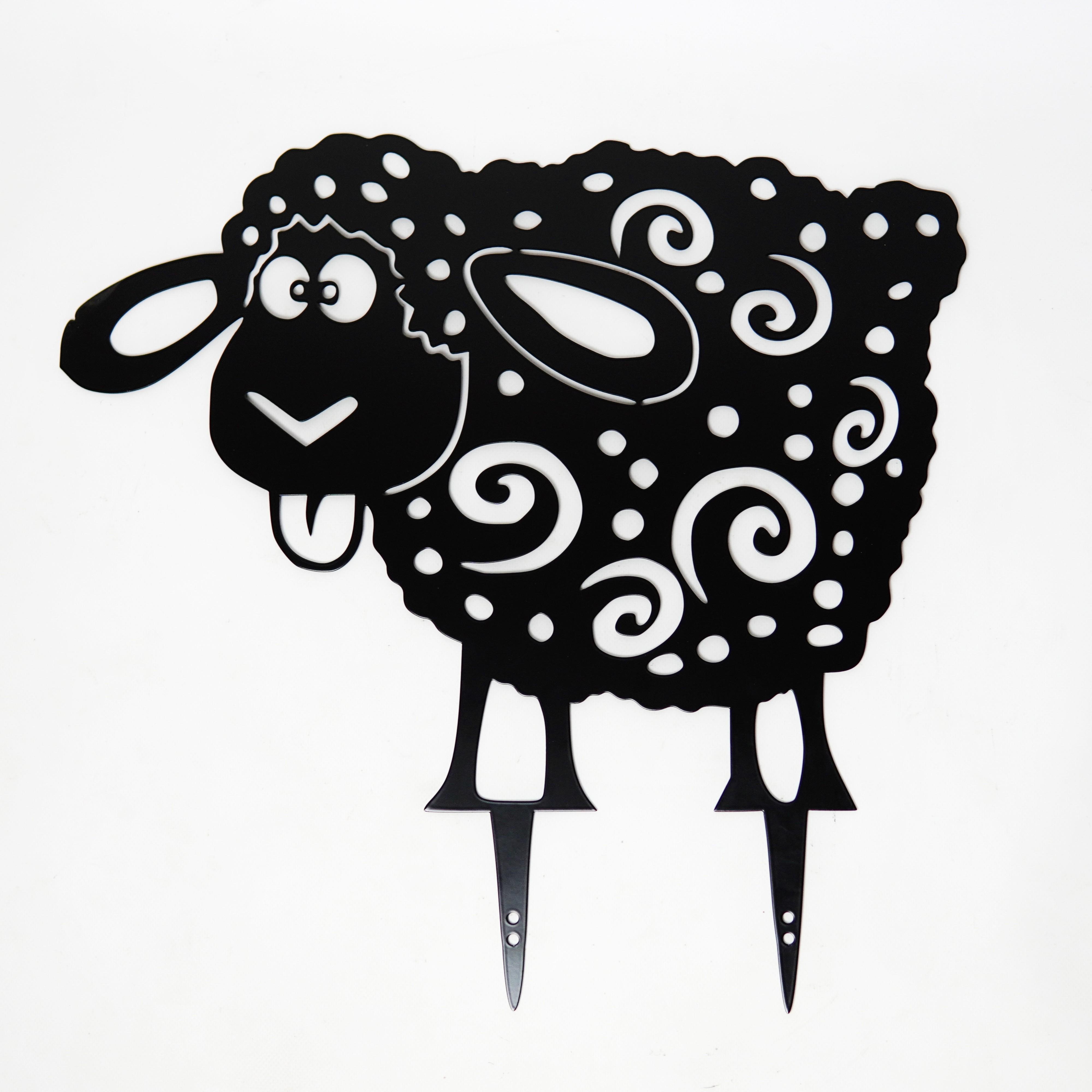 Садовая фигура Овца металлическая черная для двора/террасы/сада/газона (DCR019BLK)