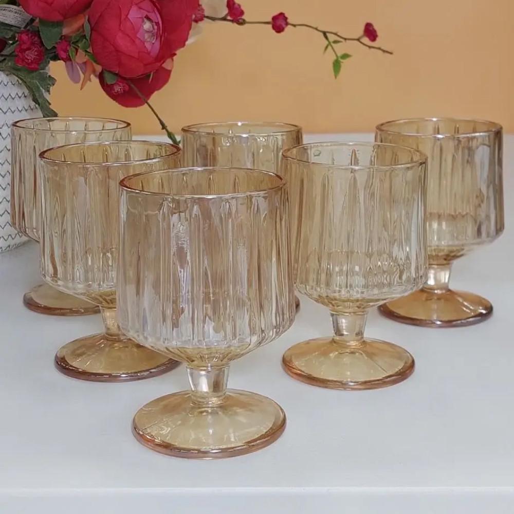 Набір гранених келихів Янтарний Дюк 6 шт. 220 мл (21-102-538) - фото 7