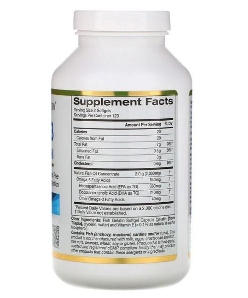 Жирні кислоти California Gold Nutrition Омега-3 риб'ячий жир 240 желатинових капсул - фото 2