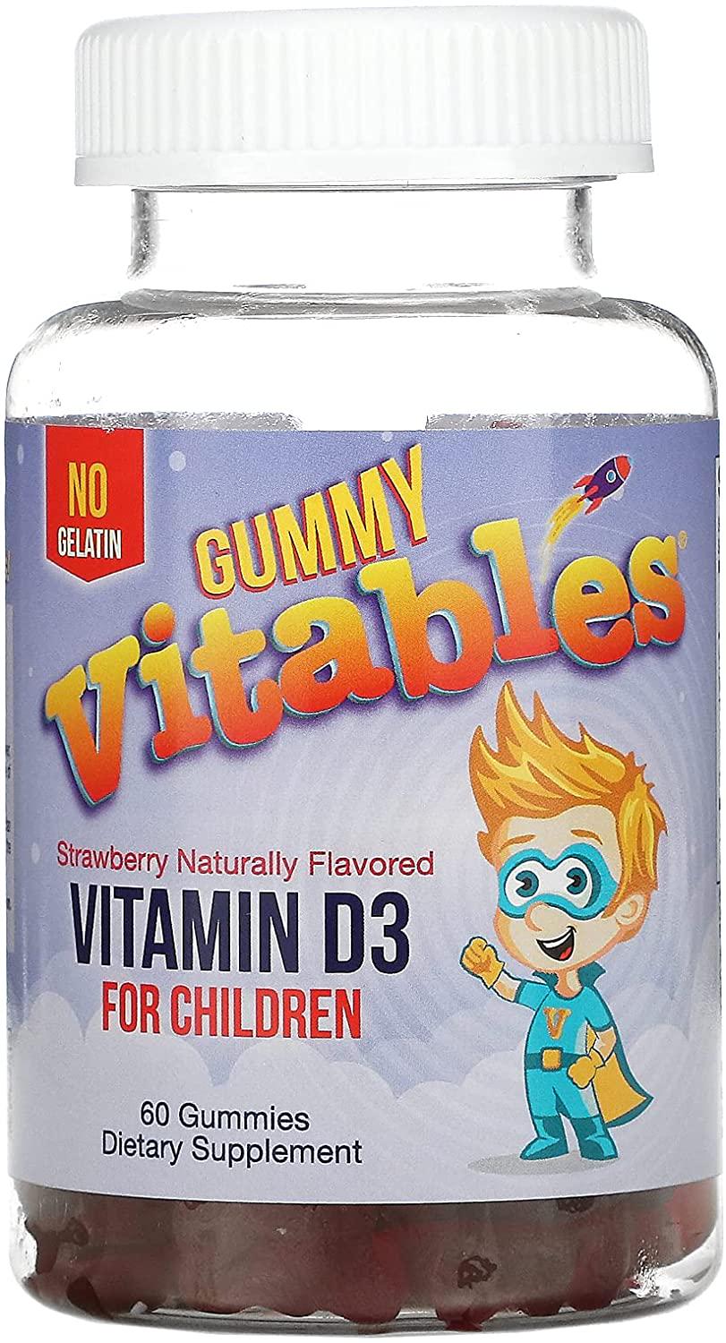 Витамин D3 для детей Vitables Vitamin D3 for Children 60 Vegetarian Gummies Strawberry