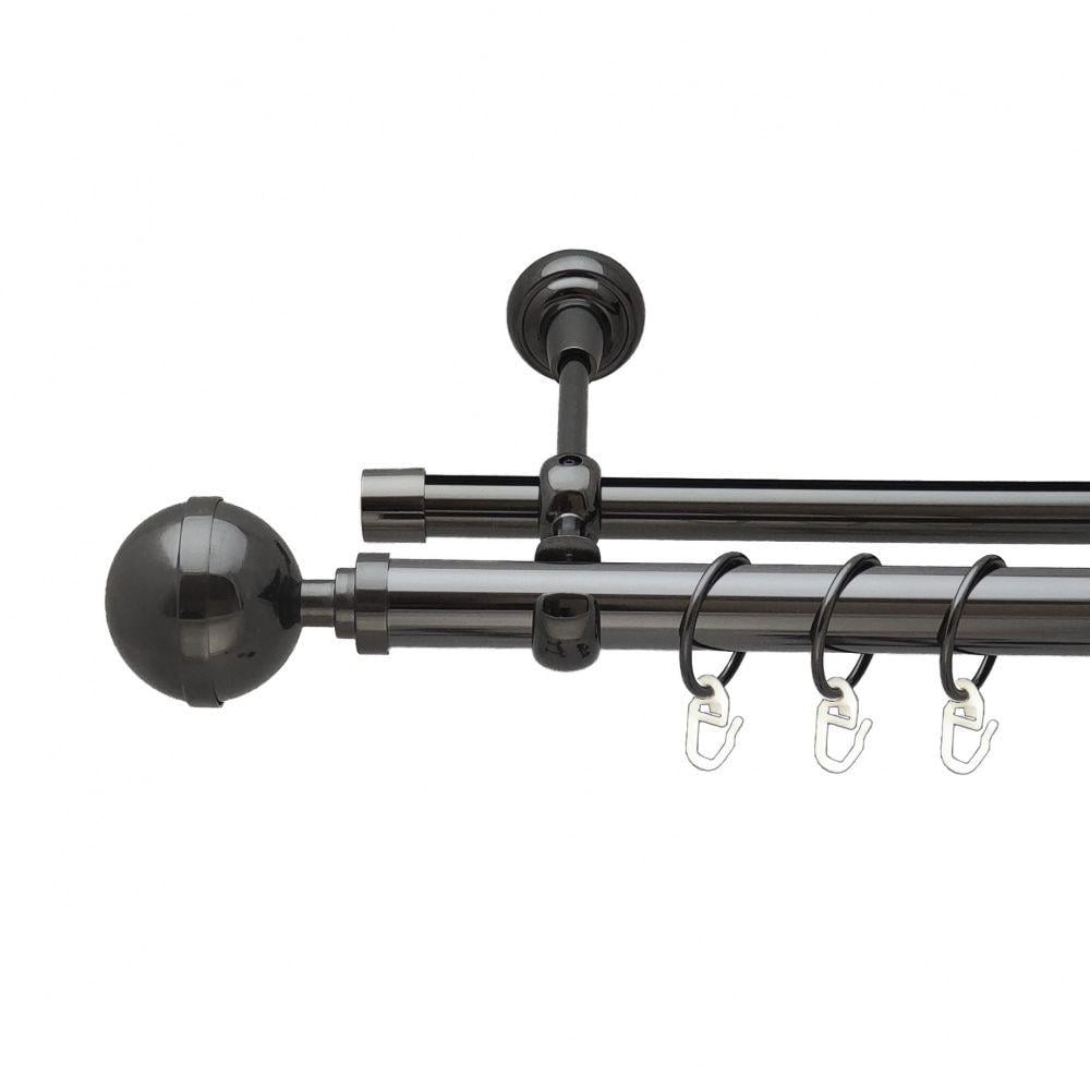 Карниз Orvit Калісто металевий дворядний опозитний гладка/профільна труба кільце металеве 25/19 мм 300 см Онікс (6708167)