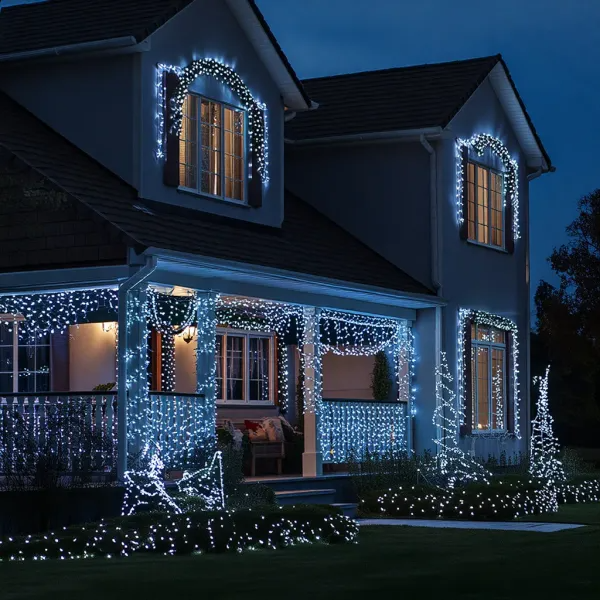 Гирлянда нить уличная 1000 LED 100 м от сети черная нить Белый - фото 1