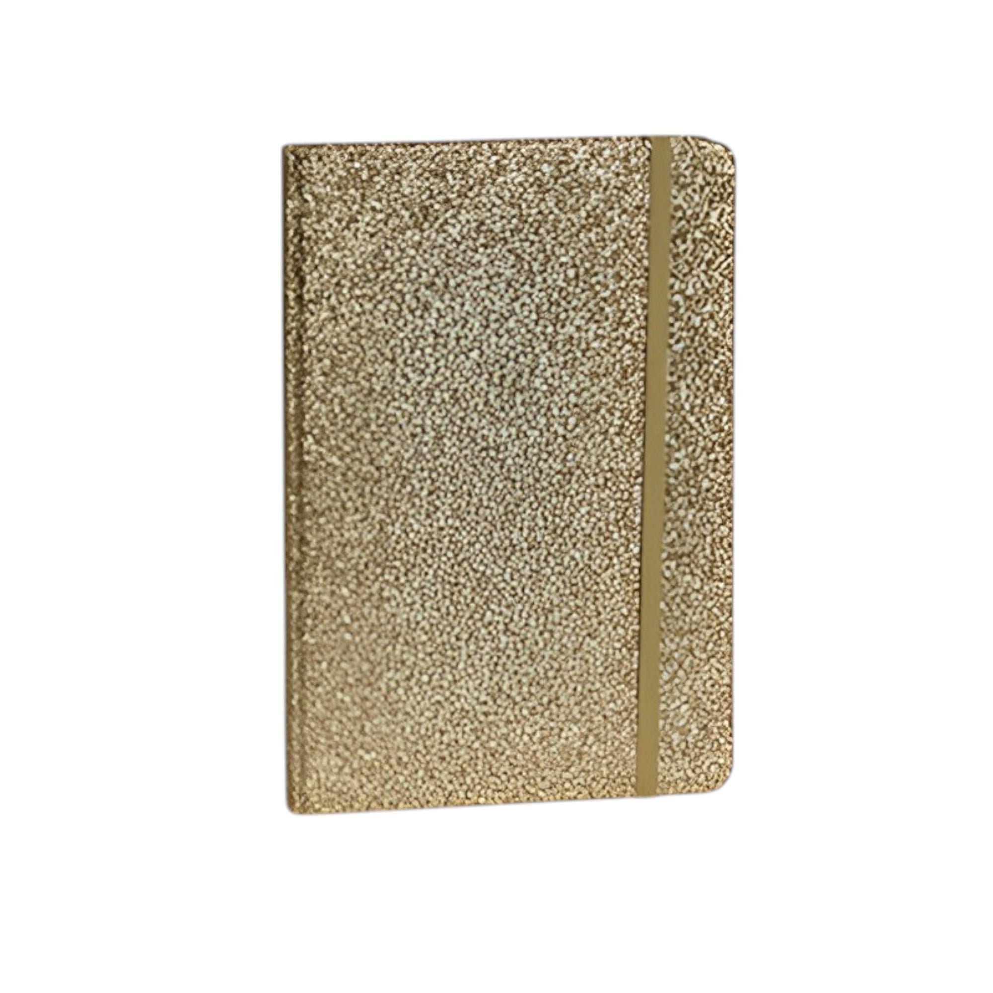 Блокнот на резинке Stenson Shine с блестками А6 105x148 мм 80 листов Золотой (WW01497ST)