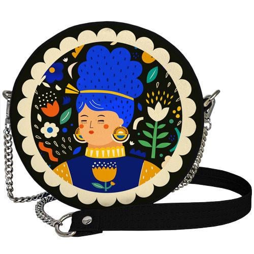 Сумка круглая Presentville Tablet Девушка в украинских цветах (RS 22S046 BL)