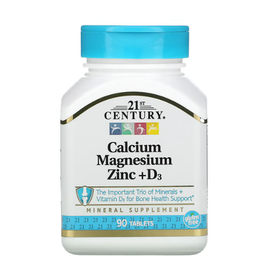 Мінерали 21st Century Calcium Magnesium and Zinc with Vitamin D3 90 таблеток