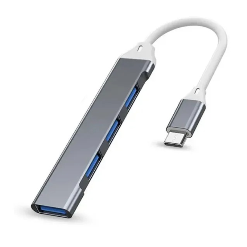 USB-хаб Everon USB 3.0 Type-C на 4 порта 1xUSB 3.0 и 3xUSB 2.0 алюминиевый корпус Графитовый (4USB-C-graphite)
