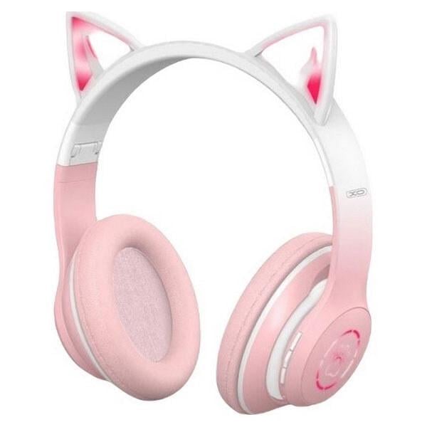 Навушники для дівчини з вушками кота Xo BE38 Bluetooth Рожевий (77714403)