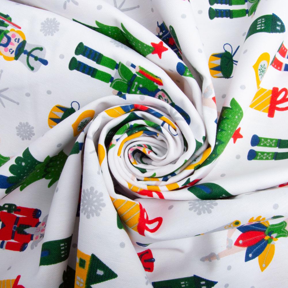 Тканина декоративна скатерна Новорічні іграшки з водовідштовхувальним просоченням 220 гр/м2 180 см (25806)