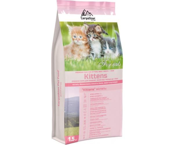 Корм сухой Carpathian Pet Food Kittens с курицей и скумбрией для котят от 1 месяца до 1 года 1,5 кг