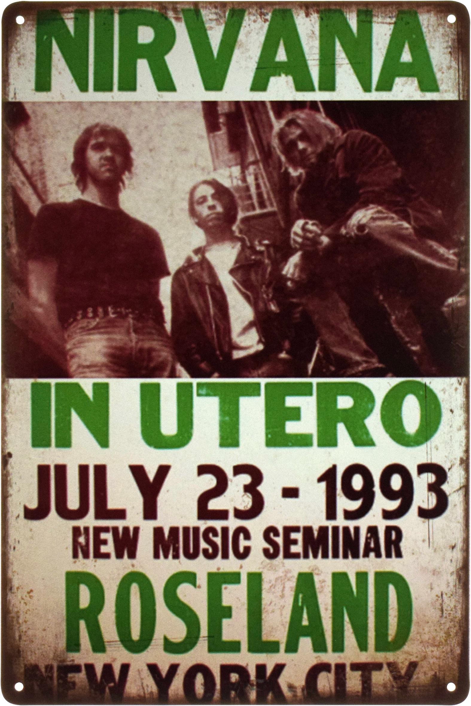 Металлическая табличка Nirvana In Utero Concert в Roseland New York City 20x30 см