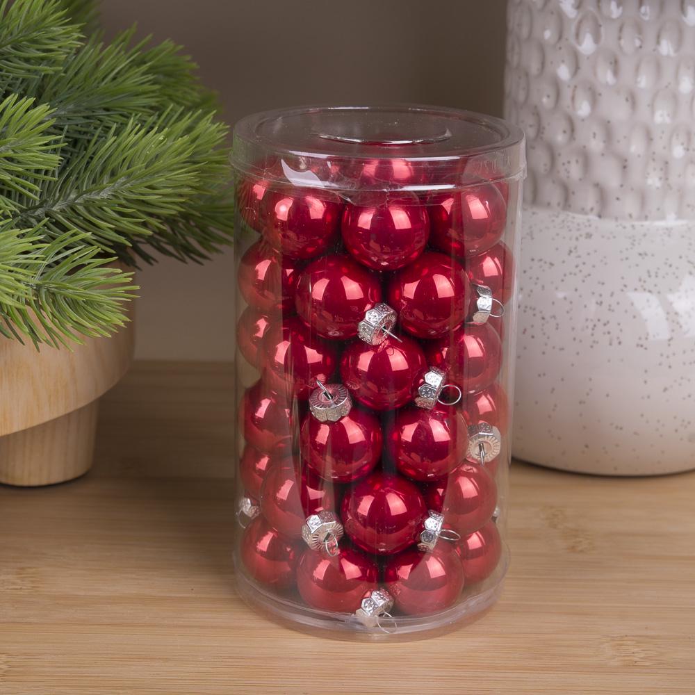 Шары новогодние из стекла 2,5 см 48 шт. Красный опал (3354-1)