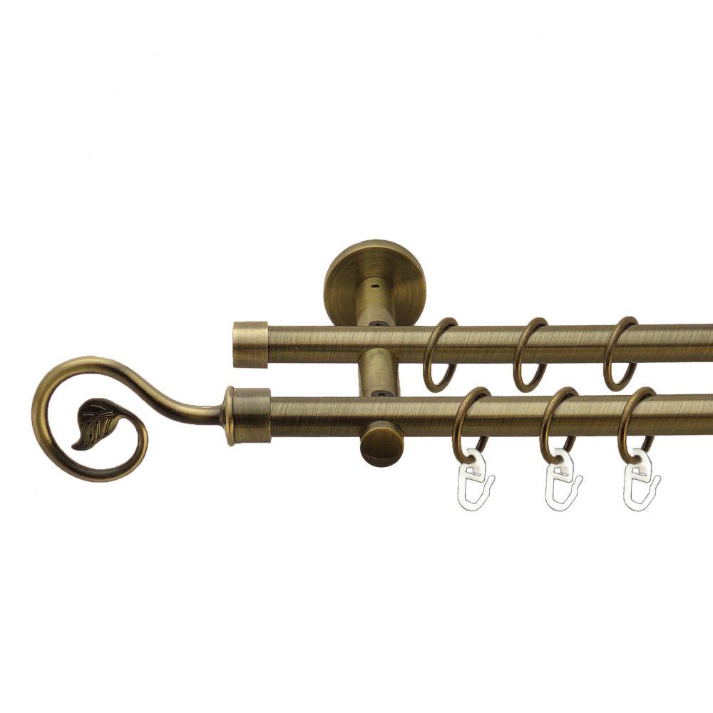 Карниз Orvit Лукка металевий дворядний циліндр 16 см гладка труба кільце металеве 16/16 мм 300 см Антик (7335474)