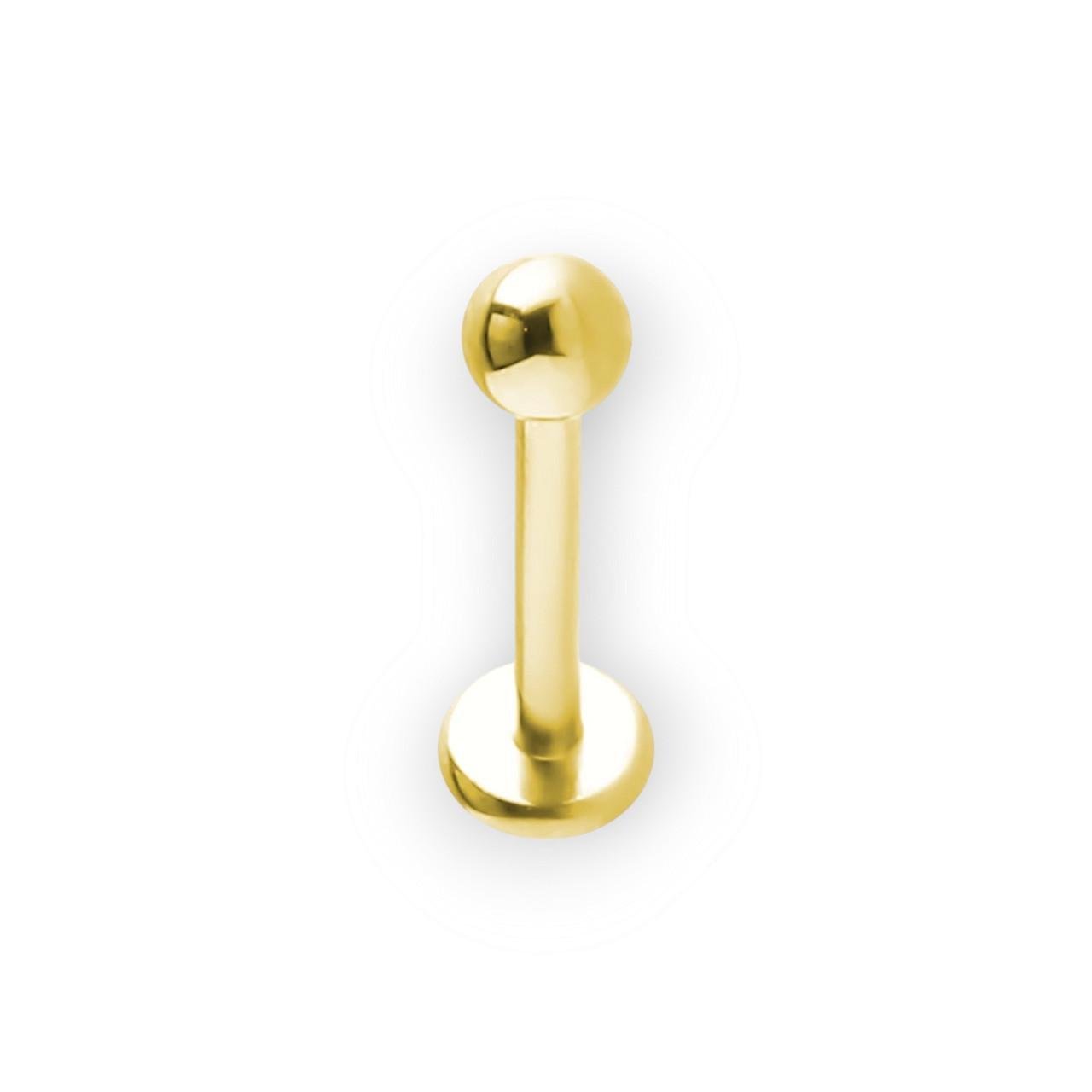 Лабрет для прокола губы с шариком BLBPG 1,2х8х4 мм Желтый