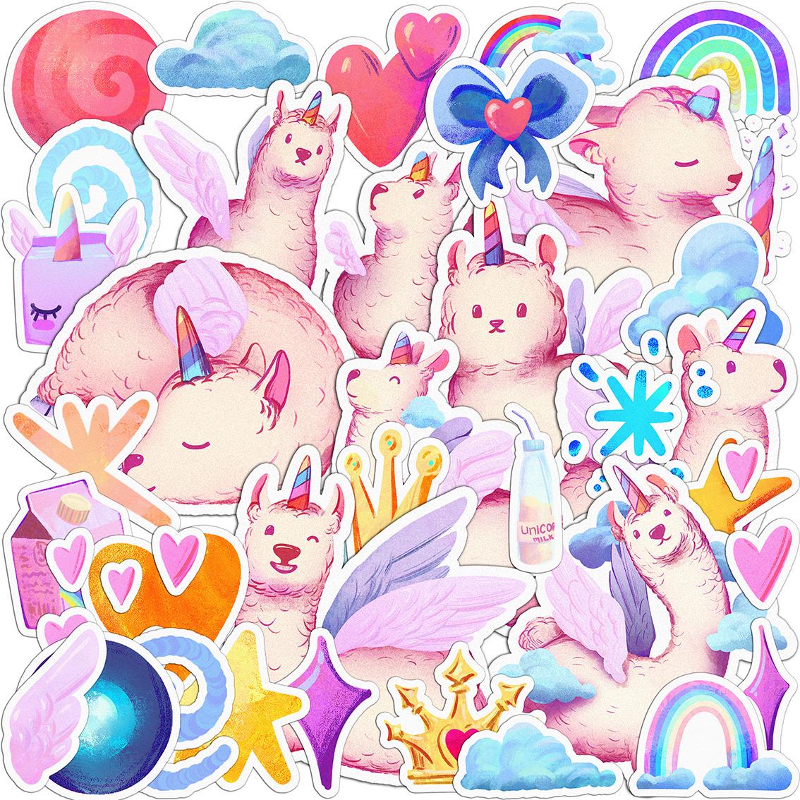 Набор стикеров Lex Altern Сладкая лама виниловые 37 шт.