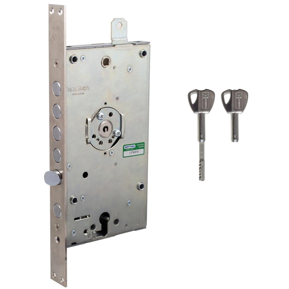 Замок Mottura 3D787L80005CS 4 ригельний з засувом під євроциліндр лівий складний ключ