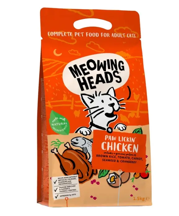 Корм сухой для взрослых кошек Meowing Heads Paw Lickin' CHICKEN с курицей 1,5 кг (24709811)