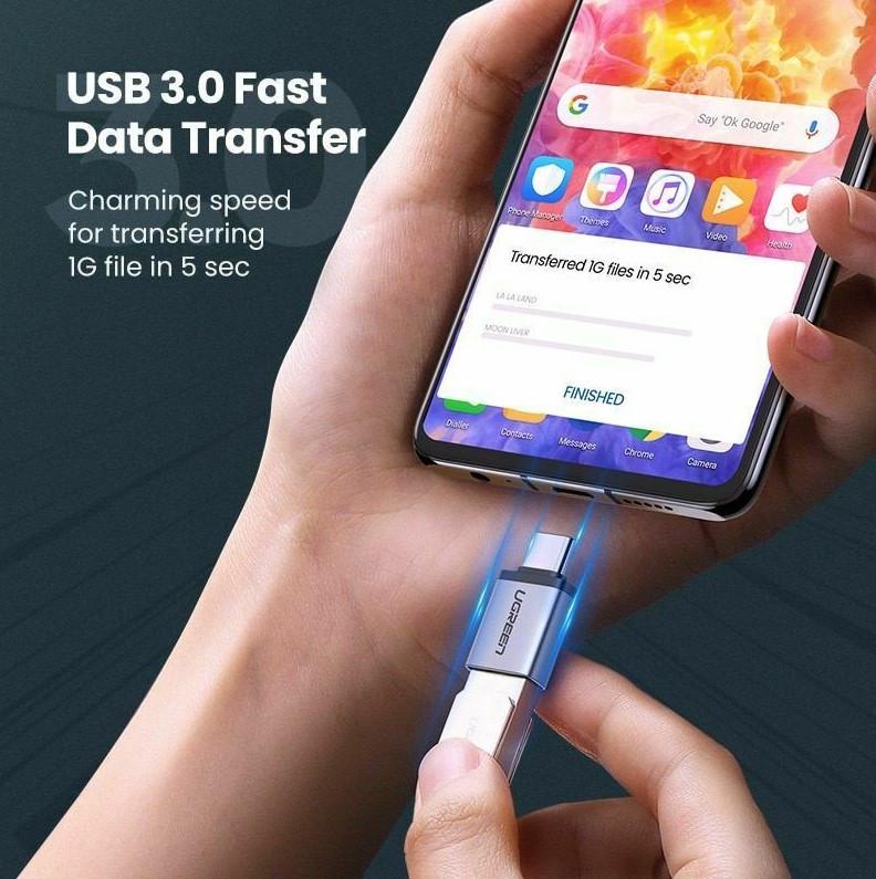 Адаптер Ugreen OTG Type-C to USB 3,0 с карабином Space grey (US270) - фото 8 Адаптер Ugreen OTG Type-C to USB 3,0 с карабином Space grey (US270) - фото 8