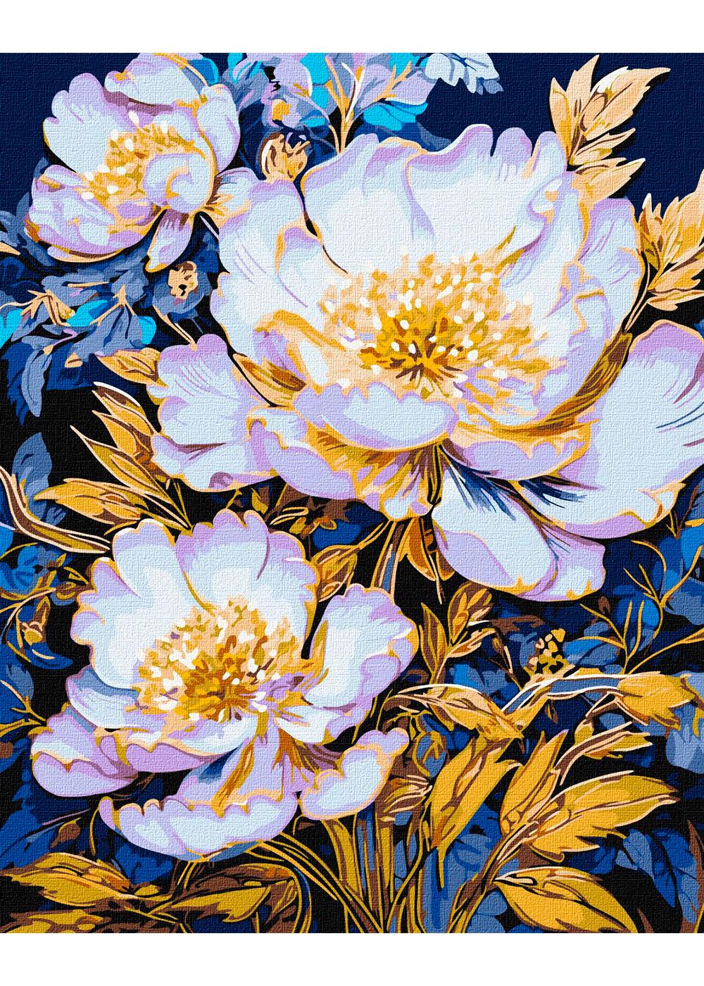 Розмальовка за номерами Ідейка Елегантні квіти з фарбами металік 40х50 см (KHO3259)