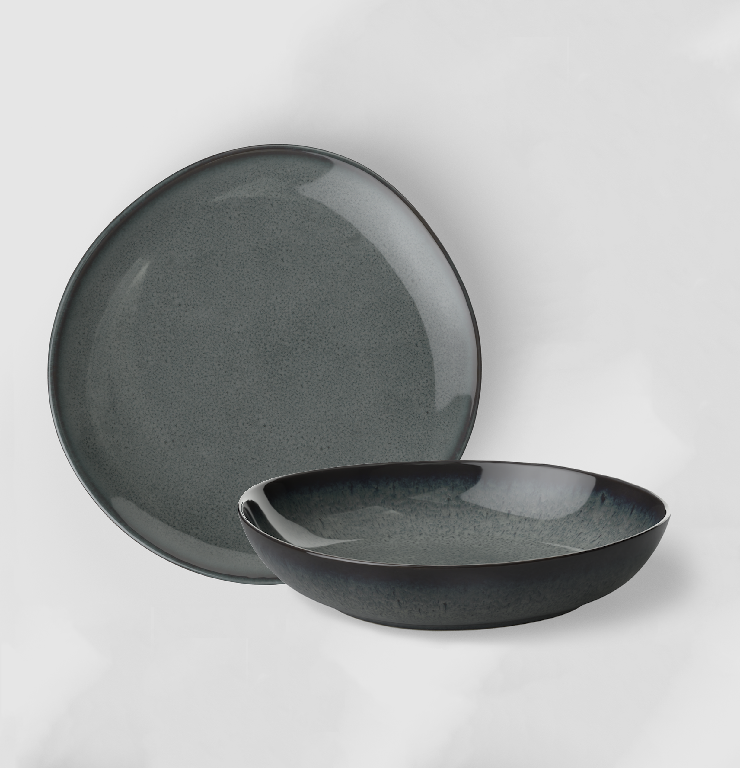 Набір тарілок Villeroy & Boch Like Lave Gris Ø23 см та Ø21 см/470 мл 4 предмети (1042593810)