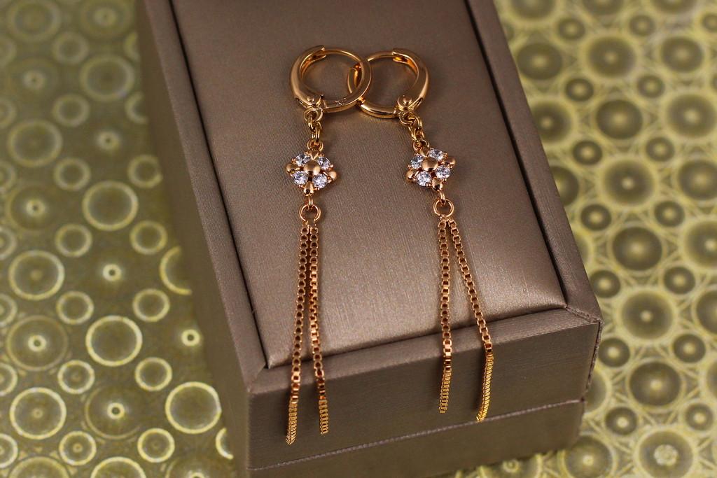 Серьги подвески Xuping Jewelry Лучи света 6,8 см Золотистый (2090833736)
