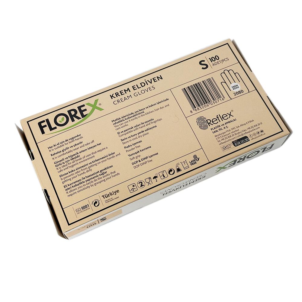 Перчатки одноразовые Reflex FLOREX S 100 шт. Кремовый - фото 3