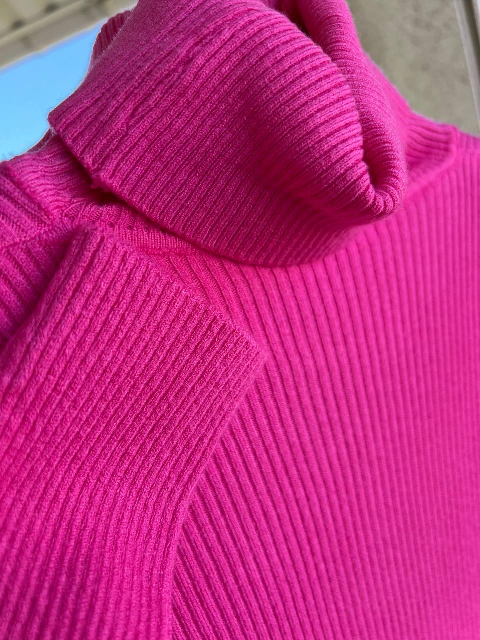 Светр жіночий A-N 920 водолазка гольф рубчик високий комір OS Малиновий (2933) - фото 5