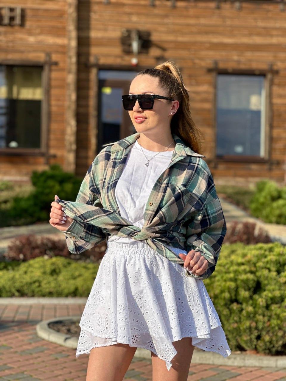 Рубашка женская в клеточку Синий/Зеленый (2567453287) Рубашка женская в клеточку Синий/Зеленый (2567453287)