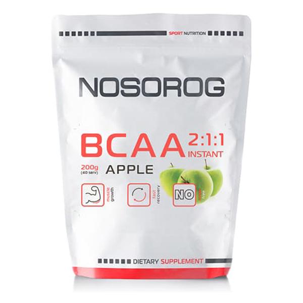 Амінокислота BCAA для спорту Nosorog Nutrition BCAA 2:1:1 200 g /36 servings/ Apple