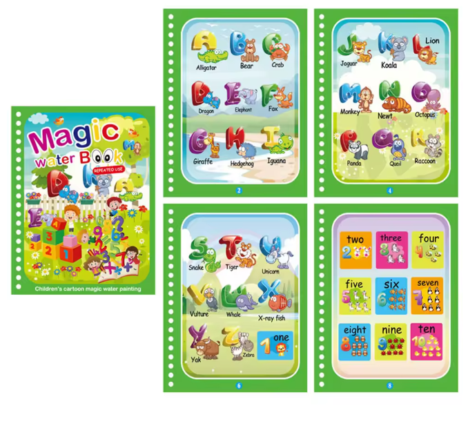 Розмальовка водна багаторазова з маркером 80875 Цифри та абетка англійською (1664956659)