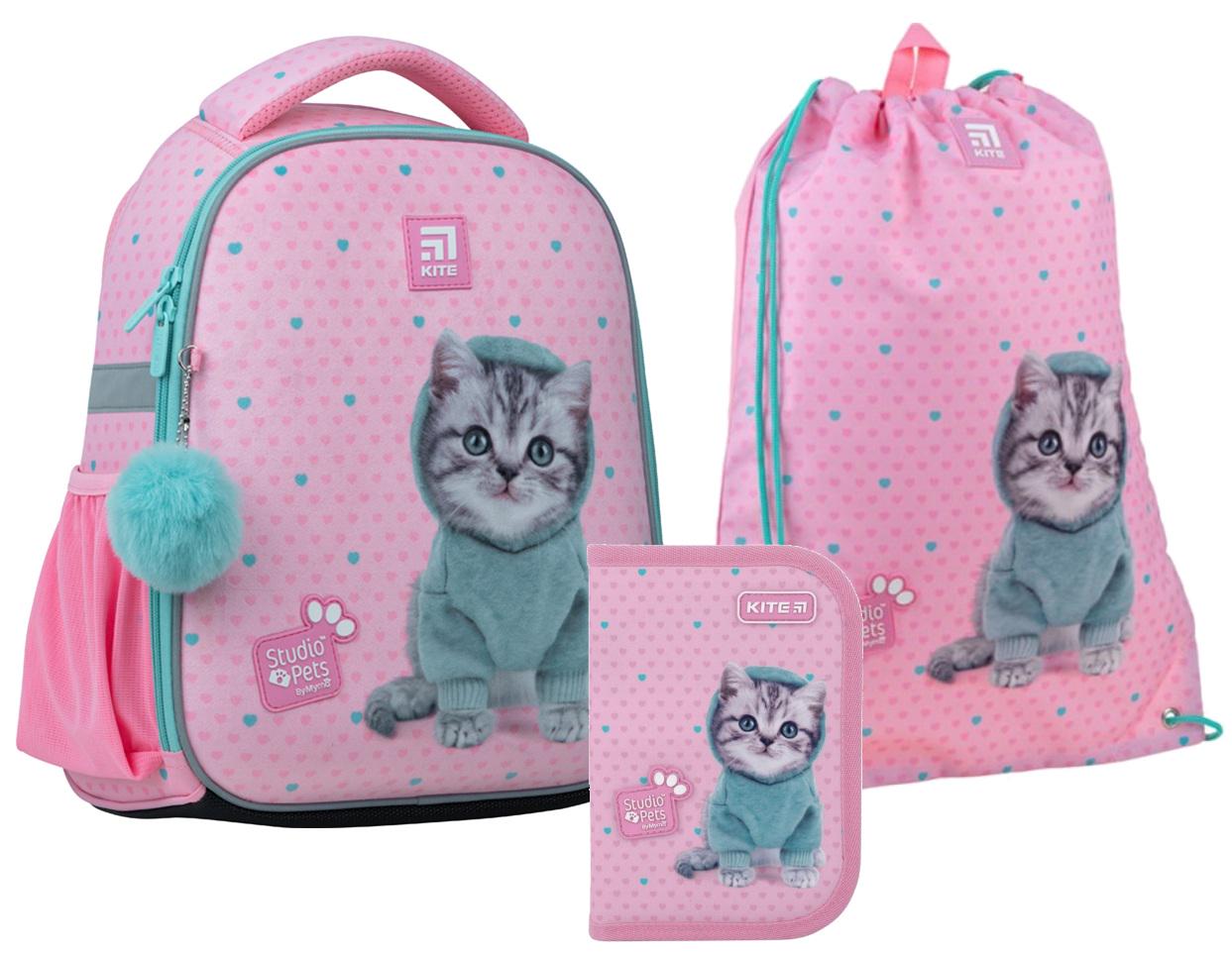 Школьный набор Kite Education Studio Pets рюкзак каркасный/пенал/сумка для обуви (202220)