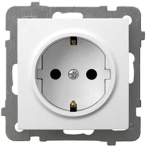 Розетка одинарная Ospel AS с заземлением без рамки Белый (29319425)