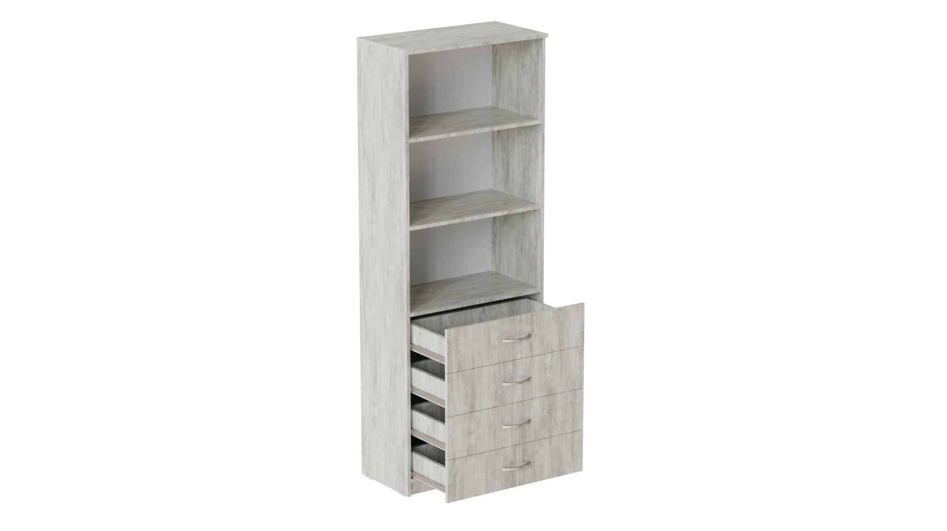 Шкаф Ferrum-decor Анжело на 3 полки с 4 ящиками ДСП 16 мм 900x700x380 мм Бетон (FRD-105024)