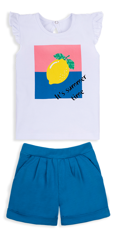 Костюм для девочки майка/шорты летний Gabbi Тутти-Фрутти 86 см Синий (12106)