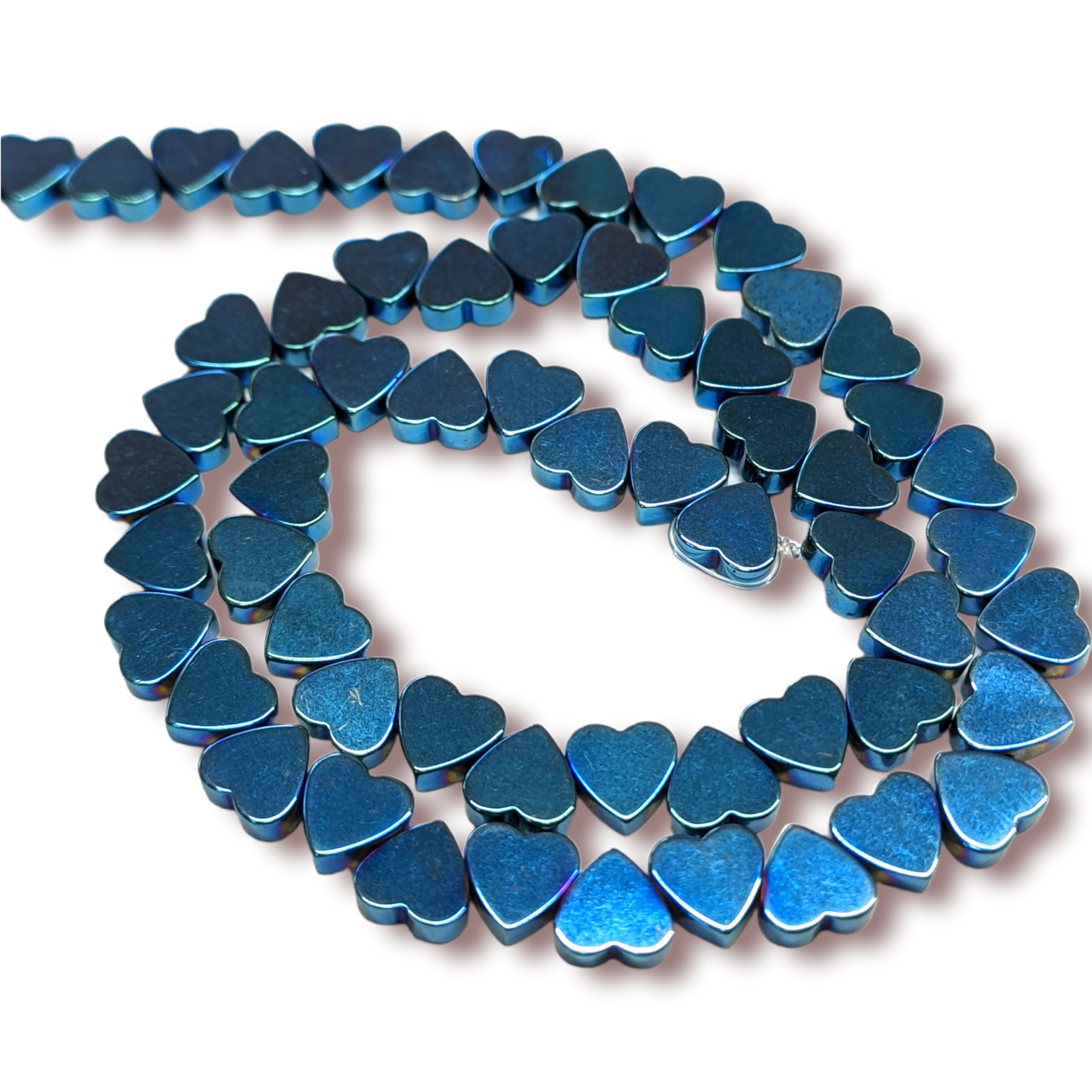 Бусины Сердце Гематит 6х2 мм Рондель Боковое отверстие нить 40 см Синий (БГ0602с14)