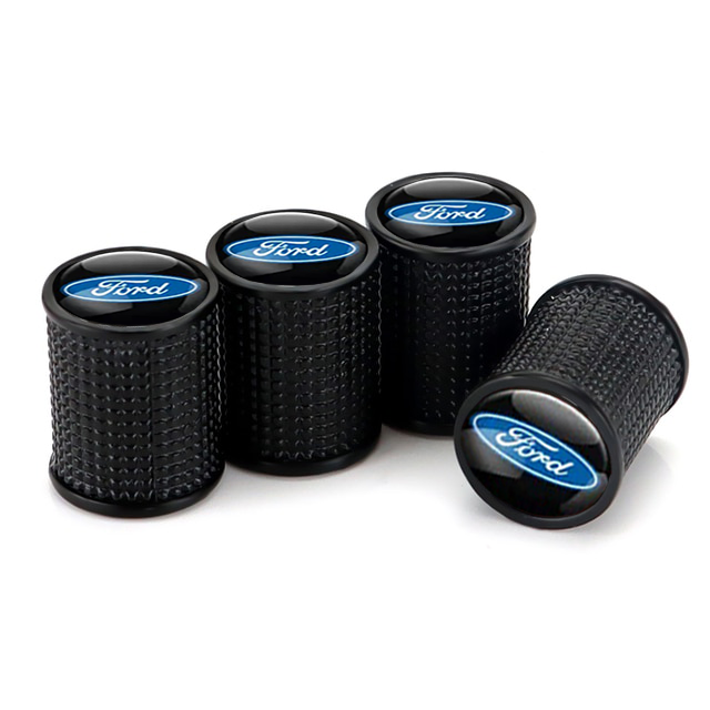 Набор колпачков на ниппель SUNROZ Caps для автомобиля Ford Lux металл 4 шт. Black (A67538)