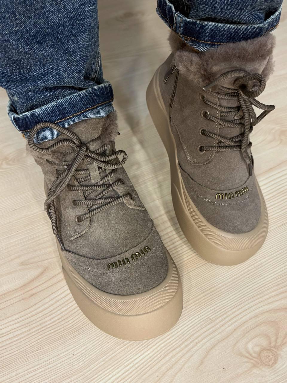 Черевики жіночі Hengji 677-3 замшеві високі кеди на хутрі р. 37 Бежевий (5718) - фото 7