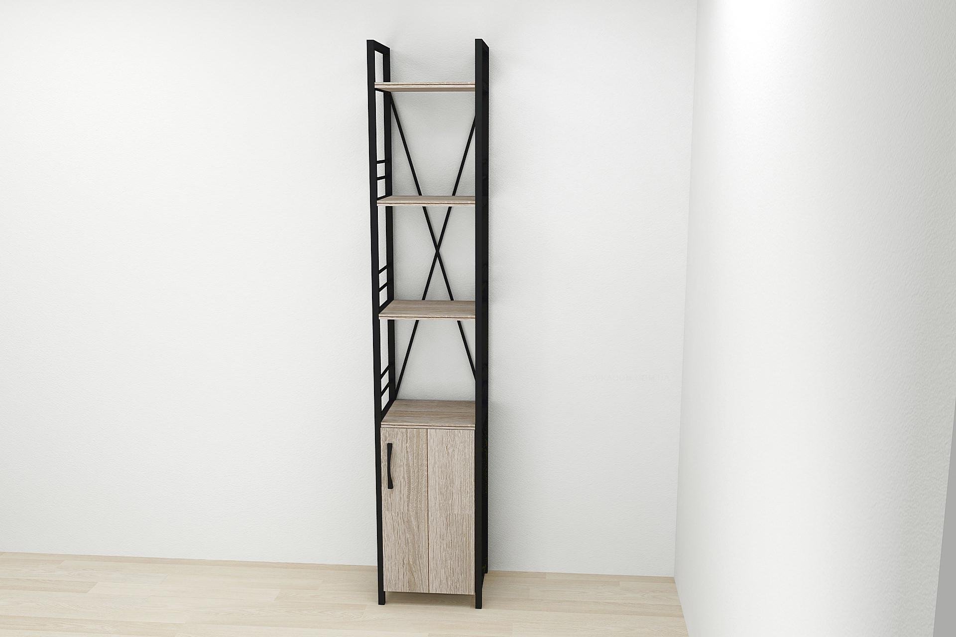 Етажерка Ferrum-decor Конект 4/34 з тумбою ДСП 179x34x28 см Чорний/Сонома Трюфель (FRD-104467) - фото 2 Етажерка Ferrum-decor Конект 4/34 з тумбою ДСП 179x34x28 см Чорний/Сонома Трюфель (FRD-104467) - фото 2