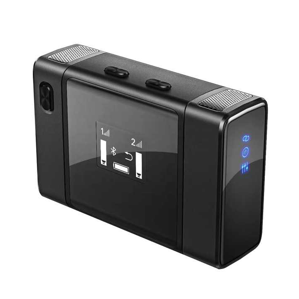 Микрофон петличный беспроводной Savetek M7 2в1 с двойным адаптером для телефонов Android и iPhone Черный - фото 2