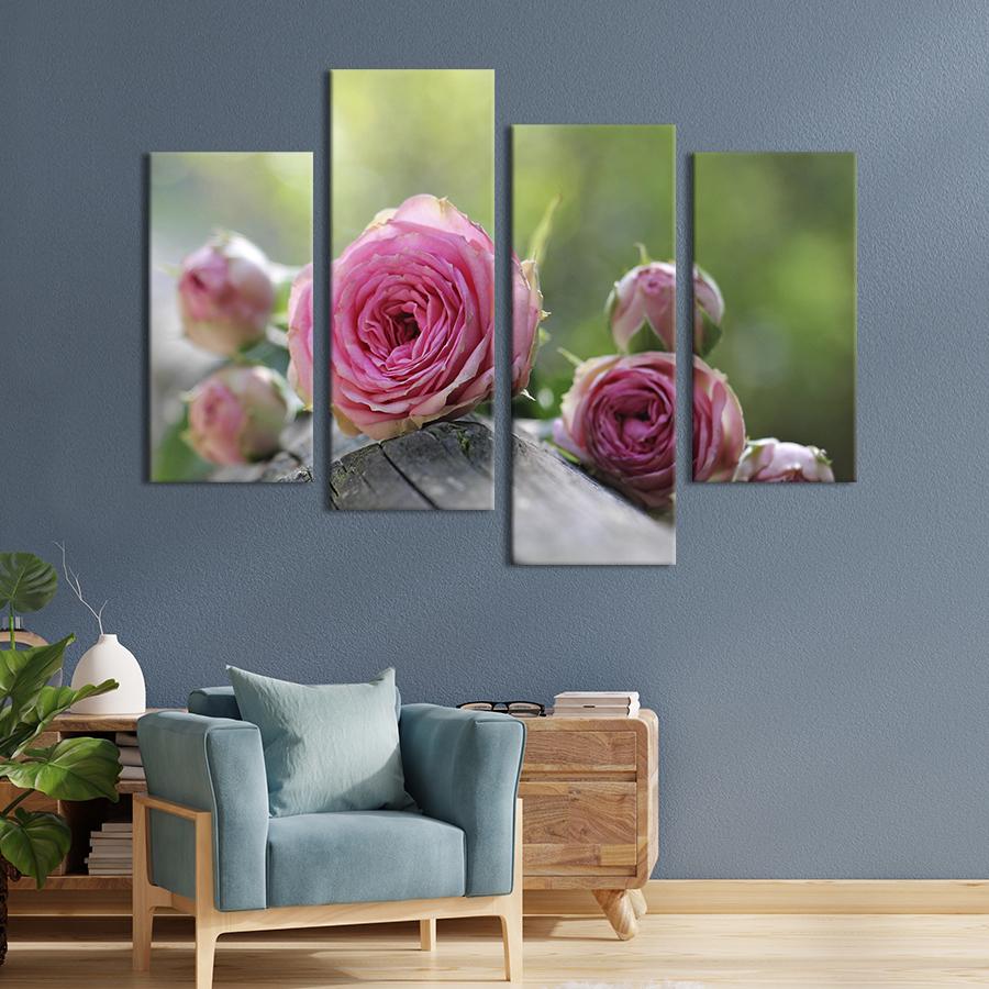 Картина на холсте Хрупкие розы на скамейке 89x56 см (987-42)