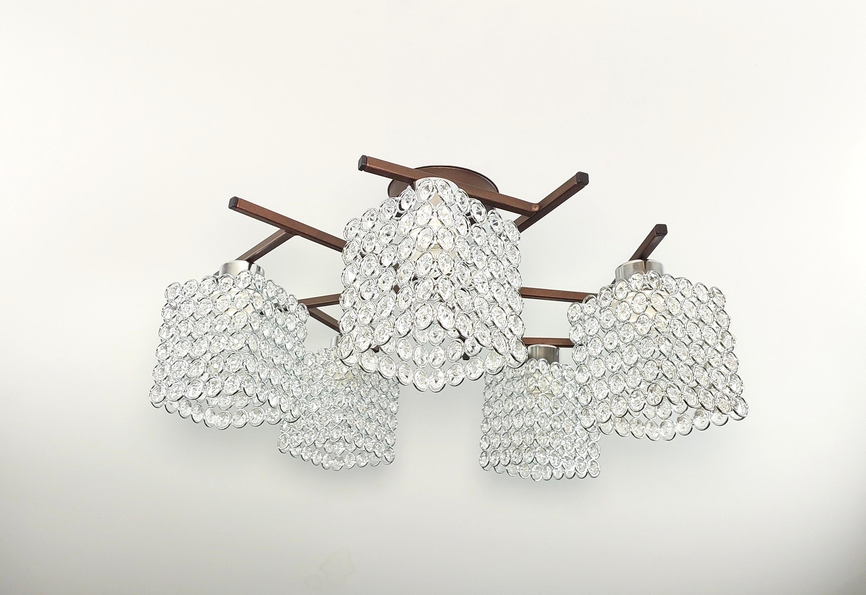 Люстра потолочная 3290/5 на 5 плафонов металлическая Коричневый